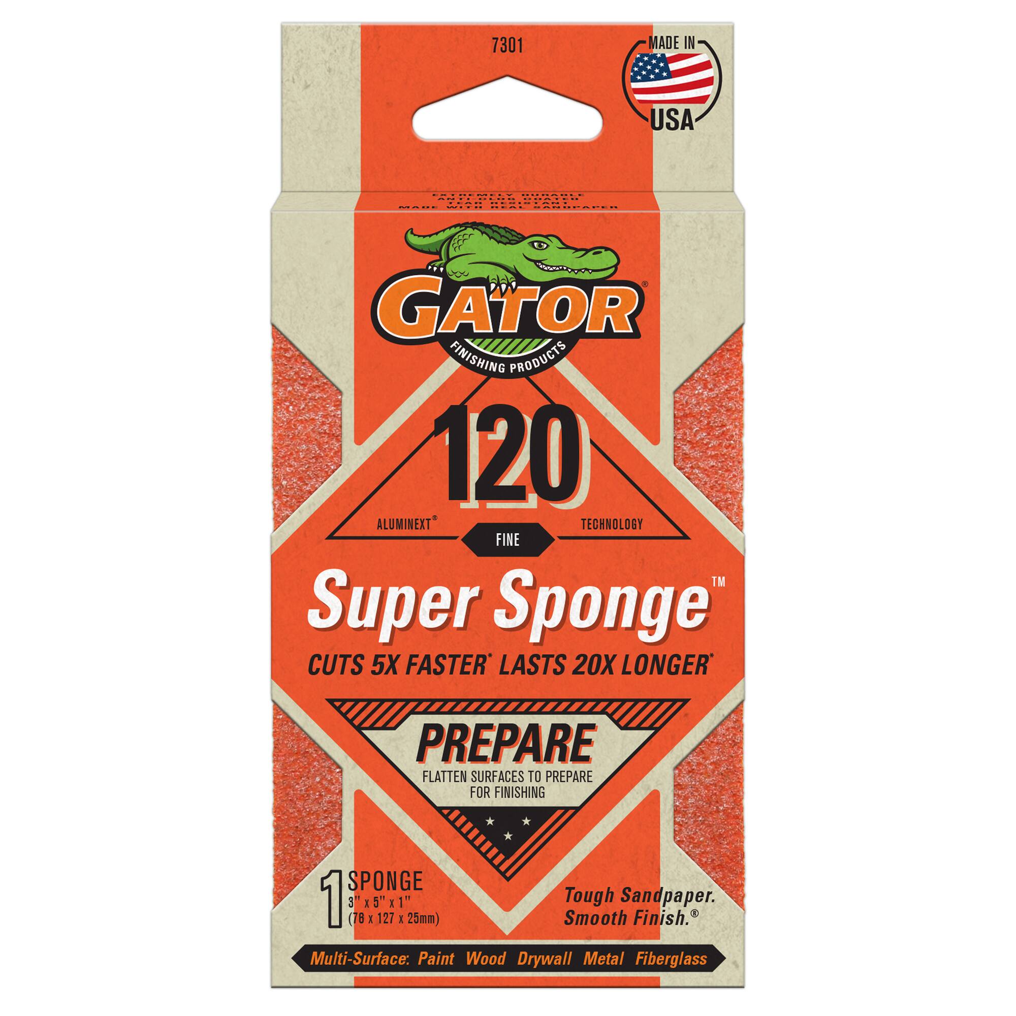 Gator® Super Sponge™ Fine 120 Grit Sanding Sponge